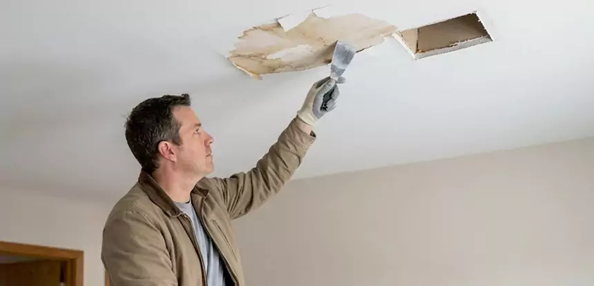 Ceiling Water Stain and Drywall Repair in Cave Spring